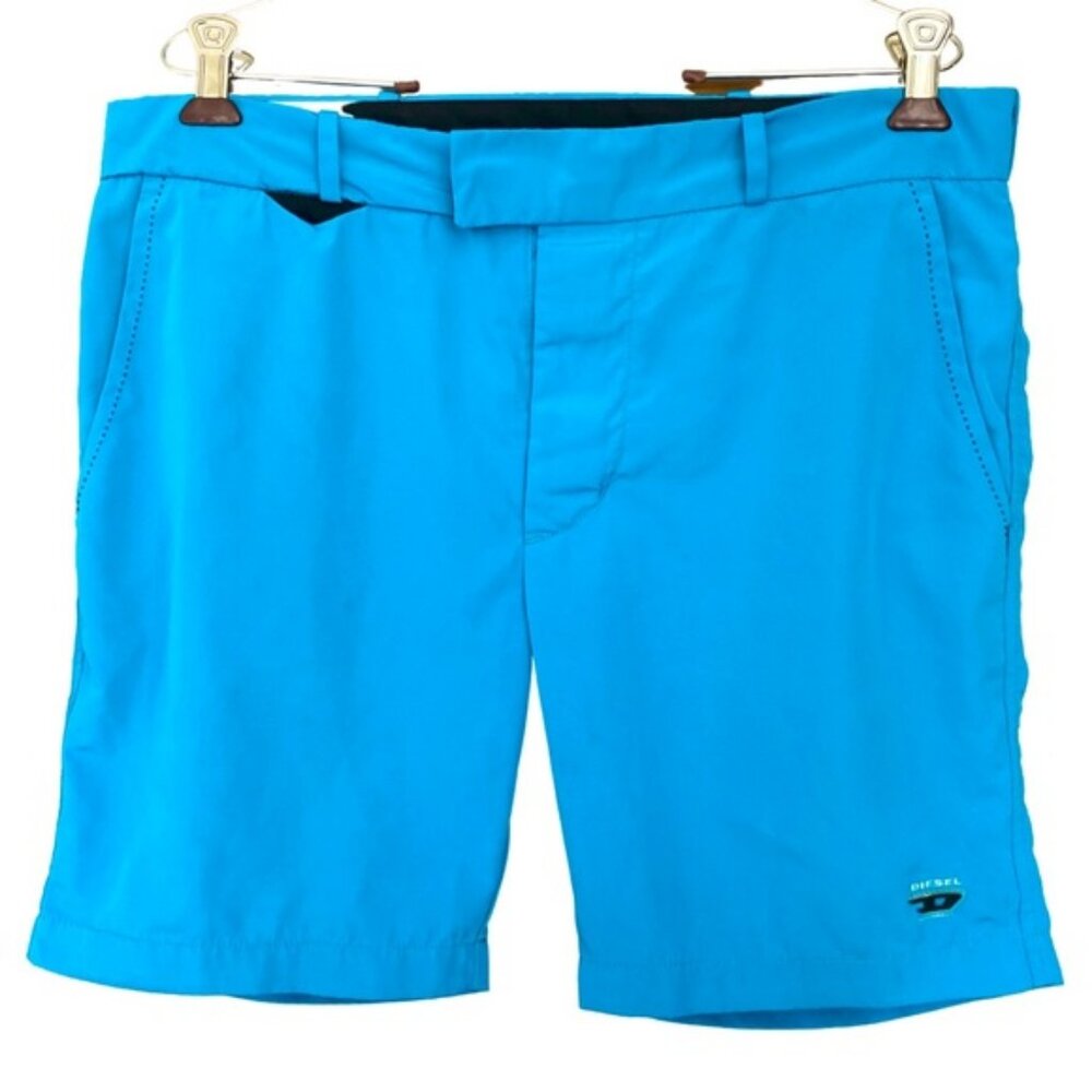 Diesel beachwear peacock blue lightweight swim trunks. Men's size 30